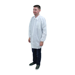 (30/Case) Disposable ProMax Lab Coats with Elastic Wrist & Two Pockets
