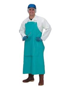 (72/Case) Heavy Duty Green 8Mil Vinyl Aprons With Reinforced BELLY PATCH