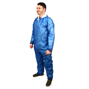 (25/Case) Polylite Blue Disposable Standard Weight Coveralls With Open Wrists & Ankles