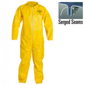 (12/Case) Dupont Tychem QC Zipper Front Coveralls - Serged Seam