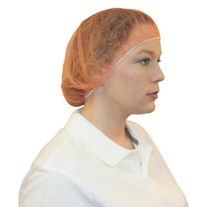 (1000/Case) Orange Disposable Polypropylene Bouffant Caps