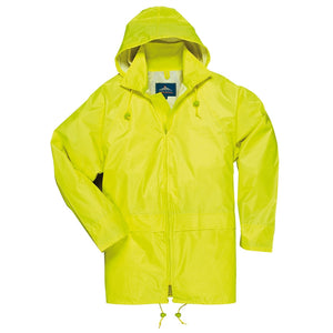 Portwest Yellow Classic Rain Coat with Attached Hood