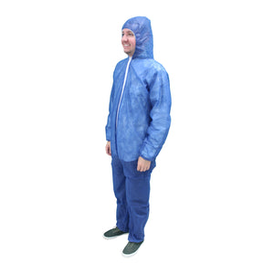 (25/Case) Polylite Blue Standard Weight Disposable Coveralls With Hood & Booties