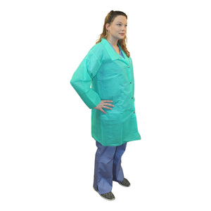 (30/Case) PolyLite Disposable Green Lab Coats No Pockets