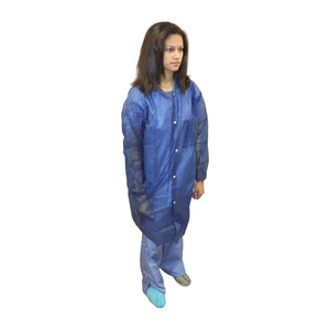 (30/Case) PolyLite Disposable Blue Lab Coat with Two Pockets