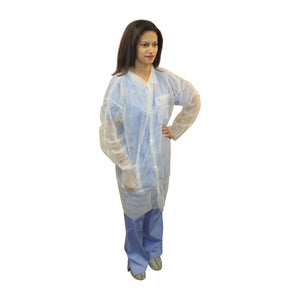 (30/Case) PolyLite Disposable White Lab Coat with Two Pockets