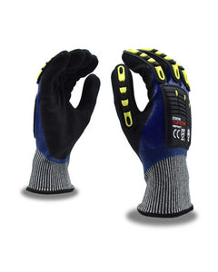 (Sold by the Pair) TUF-COR Impact™ Cut-Resistant HPPE Shell, Full Nitrile Palm Coating, TPR Glove ANSI Cut Level A4