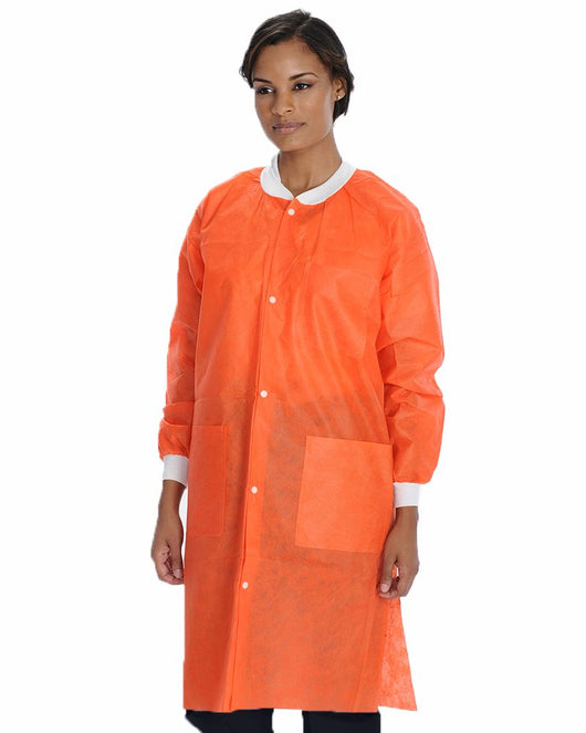 Knee Length Disposable Lab Coats with Snap Front saraglove