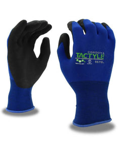 (12 pairs) Tactyle™ Black PVO2 Technology Palm Coating Gloves w/ Blue Nylon Shell