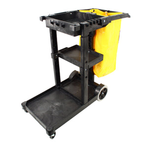 Janitor's Gray Cart with 25 Gallon Yellow Vinyl Bag