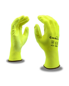 (12 pairs) COR-BRITE™ Hi-Vis Lightweight Polyurethane Palm Coated Gloves w/ Polyester Shell