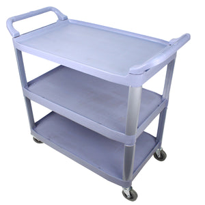 Large Light Blue Bussing Cart w/ Three Shelves and Wheels