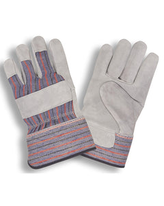 Men's Leather Palm Gunn Pattern Safety Cuff Work Gloves