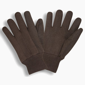 Men's Standard Weight Brown Jersey Cotton/Poly Gloves with Mini Plastic Dots