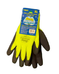 Hi Visibility Yellow Insulated Double Palm Coated Winter Work Gloves