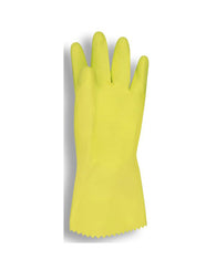 Yellow Flock-lined Latex, Scalloped Cuff, Standard Weight 18 Mil Gloves