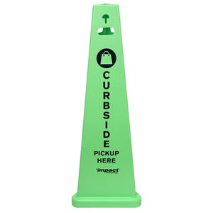(3/Case) TriVu® 3 Sided Safety Sign, Curbside Pickup, Fluorescent Green