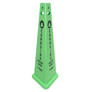 (3/Case) TriVu® 3 Sided Safety Sign, Curbside Pickup, Fluorescent Green