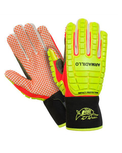 Armadillo Hi-Vis Green & Orange Impact Glove with Silicon Dots