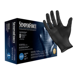 (70 Case/Full Pallet) SemperForce Black Nitrile Gloves (5 mil) | Exam Grade | Case of 1000