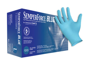 (70 Case/Full Pallet) SemperForce Blue Nitrile Gloves (5 mil) | Exam Grade | Case of 1000