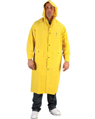 48 Inch Long Knee Length Yellow Raincoat with Hood