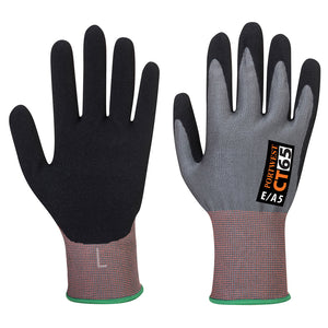 (6/Case) Portwest CT VHR Level A5 Cut Resistant Foam Nitrile Glove Grey/Black