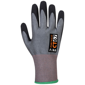 (6/Case) Portwest CT AHR Level A6 Cut Resistant Foam Nitrile Glove Grey/Black