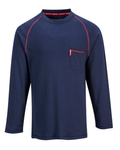Portwest Bizflame Navy Flame Resistant Crew Neck Long Sleeve Shirt