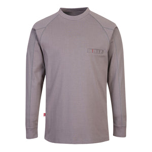 Portwest Bizflame Gray Flame Resistant Antistatic Crew Neck Long Sleeve Shirt