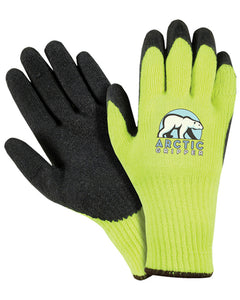 (12 Pairs) Arctic Gripper Flourescent Green Palm Coated Winter Gloves