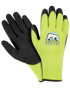 (12 Pairs) Artic Gripper Flourescent Green Palm Coated Winter Gloves