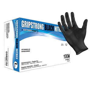 (70 Case/Full Pallet) GripStrong Black Nitrile Gloves (4 mil) | Industrial Grade | Case of 1000