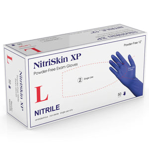 (48 Case/Full Pallet) NitriSkin XP Nitrile Exam Gloves (8 mil) | Exam Grade | Case of 500 (2X-3X = 450)