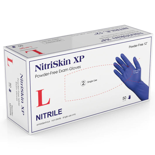 (48 Case/Full Pallet) NitriSkin XP Nitrile Exam Gloves (8 mil) | Exam Grade | Case of 500 (2X-3X = 450)