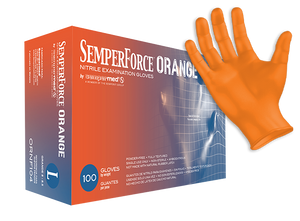 (70 Case/Full Pallet) SemperForce Orange Nitrile Gloves (5 mil) | Exam Grade | Case of 1000