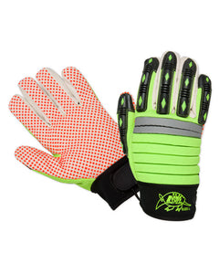Arma Tuff Green Impact Glove with Orange Dots