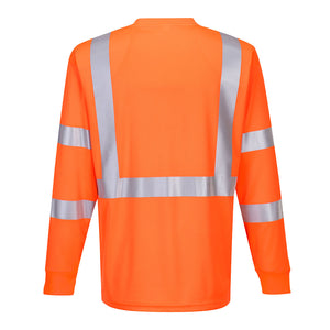 Class 3 Portwest Hi-Vis Long Sleeve Ribbed Cuff Orange T-Shirt