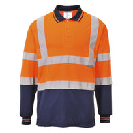 Class 2 Portwest Two-Tone Long Sleeve Polo Orange/Navy