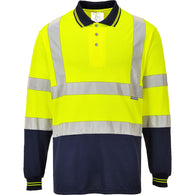 Class 2 Portwest Two-Tone Long Sleeve Polo Yellow/Navy