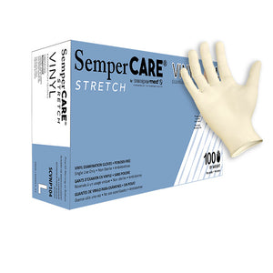 (70 Case/Full Pallet) SemperCare Stretch Vinyl Powder Free (5 mil) | Exam Grade | Case of 1000