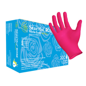 (50 Case/Full Pallet) StarMed Rose Nitrile Gloves (3 mil) | Exam Grade | Case of 2000