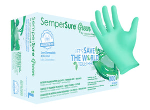 (70 Case/Full Pallet) SemperSure Green Nitrile Gloves (4 mil) | Exam Grade | 2000 gloves