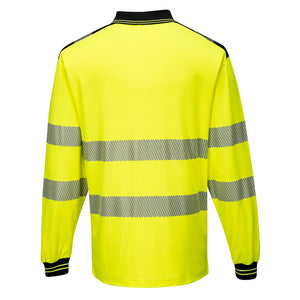Class 3 Portwest PW3 Hi-Vis Long Sleeve Polo Shirt Yellow/Black