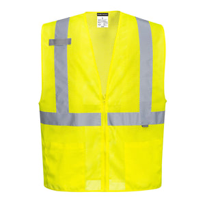 (6/Case) Class 2 Portwest Economy Mesh Zipper Vest Yellow