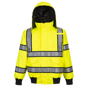 Class 3 Portwest Hi-Vis Reversible Bomber Jacket Yellow/Black