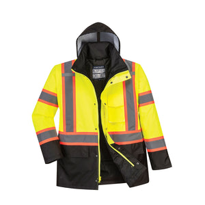 Class 3 Portwest Hi-Vis Contrast Tape Traffic Jacket Yellow/Black