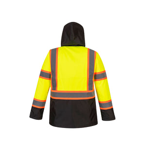 Class 3 Portwest Hi-Vis Contrast Tape Traffic Jacket Yellow/Black