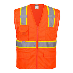 (3/Case) Class 2 Portwest Orlando Contrast Mesh Vest Orange