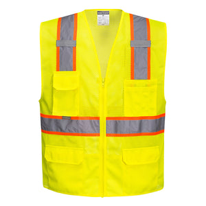 (3/Case) Class 2 Portwest Orlando Contrast Mesh Vest Yellow
